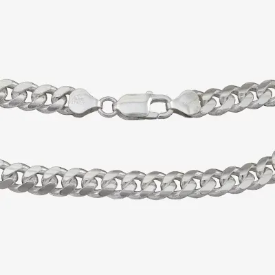 Made in Italy Sterling Silver Inch Solid Curb Chain Bracelet