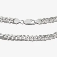 Made in Italy Sterling Silver / Inch Solid Curb Chain Bracelet