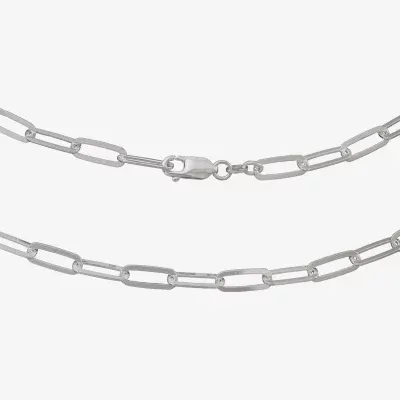 Made in Italy Sterling Silver 7.5 Inch Solid Paperclip Chain Bracelet