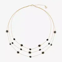 Mixit Black & Gold Tone 3 Row 22 Inch Strand Necklace