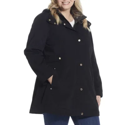 Miss Gallery Womens Plus Removable Hood Midweight Raincoat