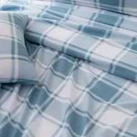 Linery Plush Plaid Fleece Warm Cozy Wrinkle Resistant Sheet Set