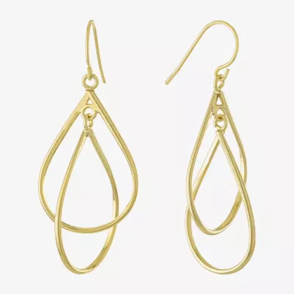 Silver Reflections 14K Gold Over Brass Pear Drop Earrings