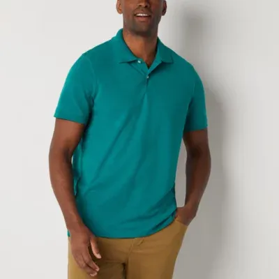 St. John's Bay Premium Stretch Heather Mens Slim Fit Short Sleeve Polo Shirt