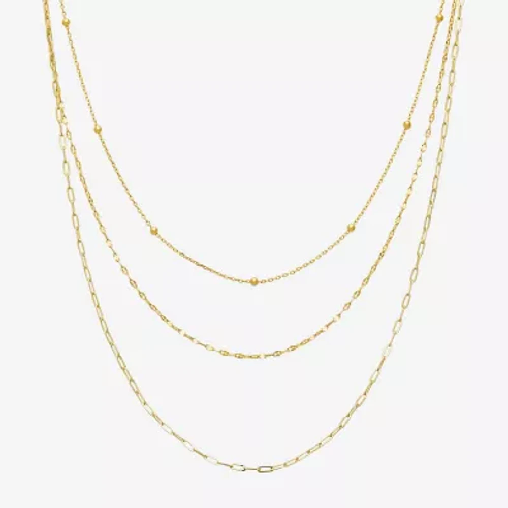 Silver Reflections 16/18/20 Inch 3-pc. 14K Gold Over Brass 20 Inch Link Necklace Set