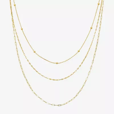 Silver Reflections 16/18/20 Inch 3-pc. 14K Gold Over Brass 20 Inch Link Necklace Set