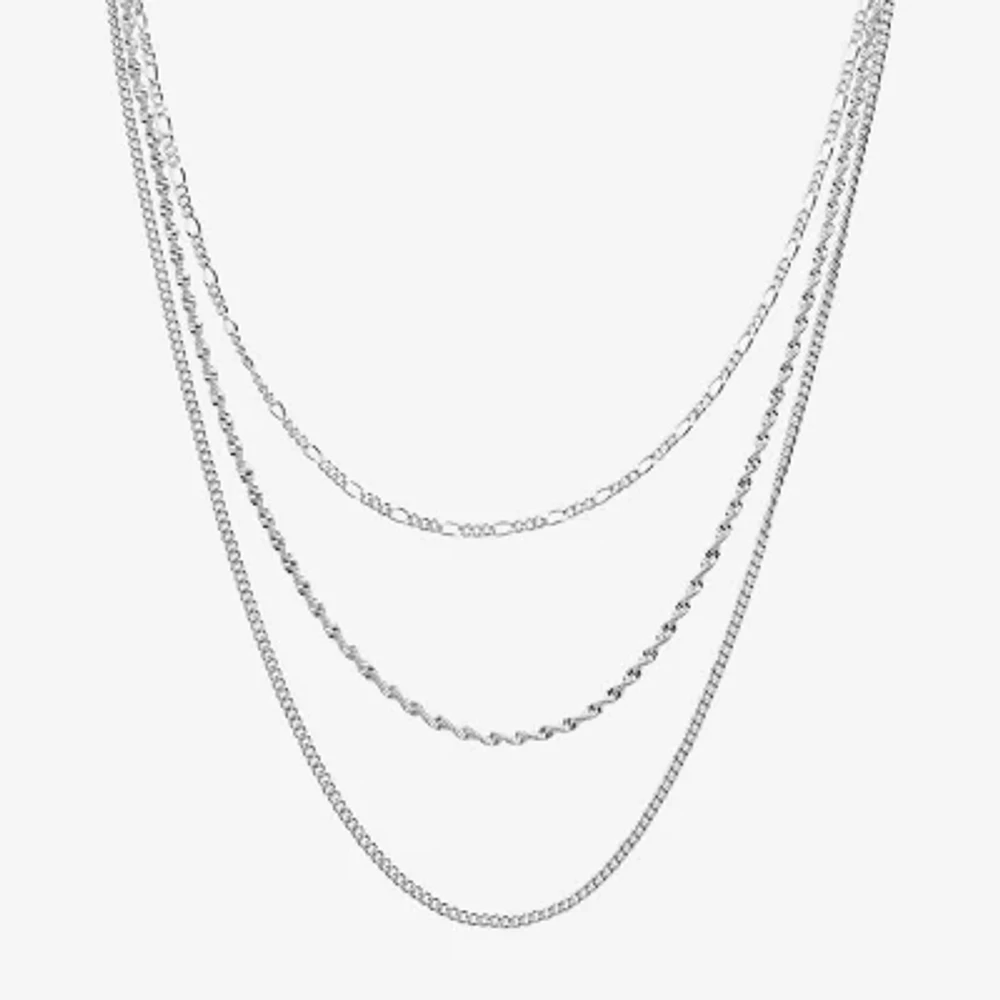 Silver Reflections 16/18/20 Inch 3-pc. Pure Silver Over Brass 20 Inch Link Necklace Set