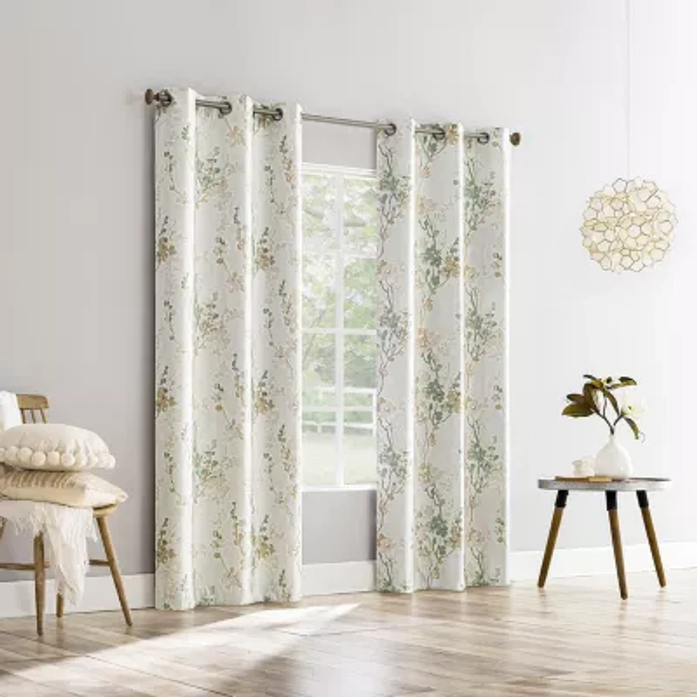 Sun Zero Percy Lenia Print Energy Saving 100% Blackout Grommet Top Single Curtain Panel