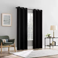 Sun Zero Percy Solid Energy Saving 100% Blackout Grommet Top Single Curtain Panel