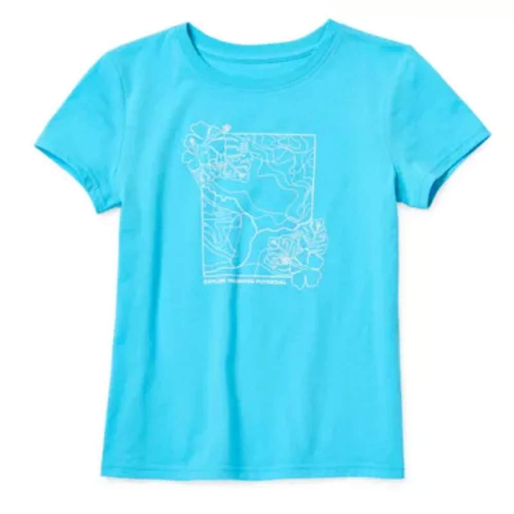 Xersion Little & Big Girls Crew Neck Short Sleeve Graphic T-Shirt