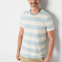 St. John's Bay Stripe Dexterity Mens Crew Neck Short Sleeve Easy-on + Easy-off Adaptive T-Shirt