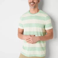 St. John's Bay Stripe Dexterity Mens Crew Neck Short Sleeve Easy-on + Easy-off Adaptive T-Shirt