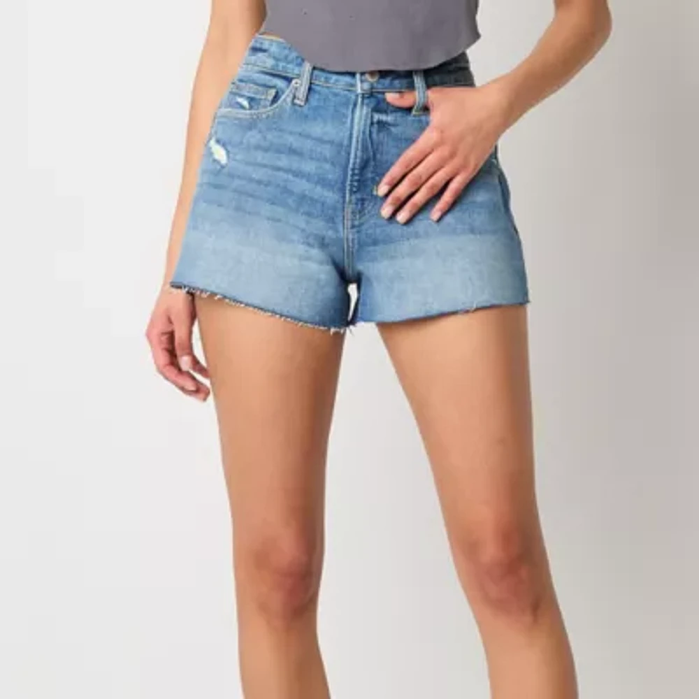 Arizona Womens High Rise Denim Short-Juniors