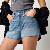 Arizona Womens High Rise Denim Short-Juniors