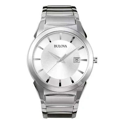 Bulova Mens Silver Tone Stainless Steel Bracelet Watch 96b015