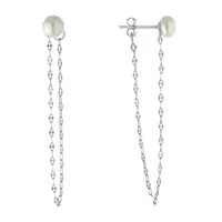 Silver Treasures Cultured Freshwater Pearl Simulated Pearl Sterling Silver Drop Earrings