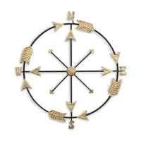 Cheungs Compass With Golden Arrow Accents Metal Wall Art