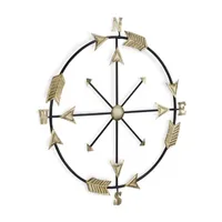 Cheungs Compass With Golden Arrow Accents Metal Wall Art