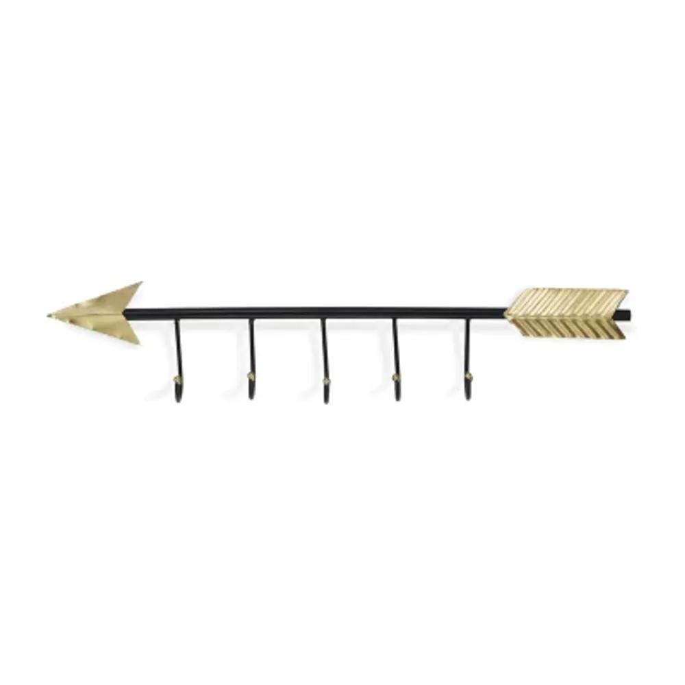 ASSTD NATIONAL BRAND Decorative Decor Arrow With 5 Coat Hanger Hooks Metal  Wall Art