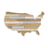 Hanging Mixed Media Wood And USA Metal Wall Art - Small