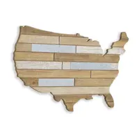 Hanging Mixed Media Wood And USA Metal Wall Art - Small