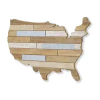 Hanging Mixed Media Wood And USA Metal Wall Art - Small