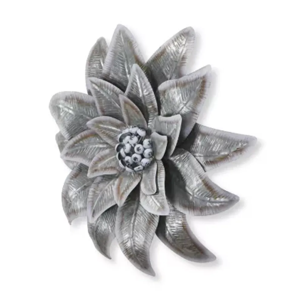 Cheungs Galvanized Flower With Buds Metal Wall Art