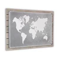 Wood Plank With Epoxy Printed Map Wall Art