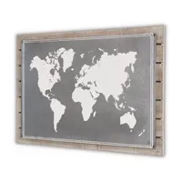 Wood Plank With Epoxy Printed Map Wall Art