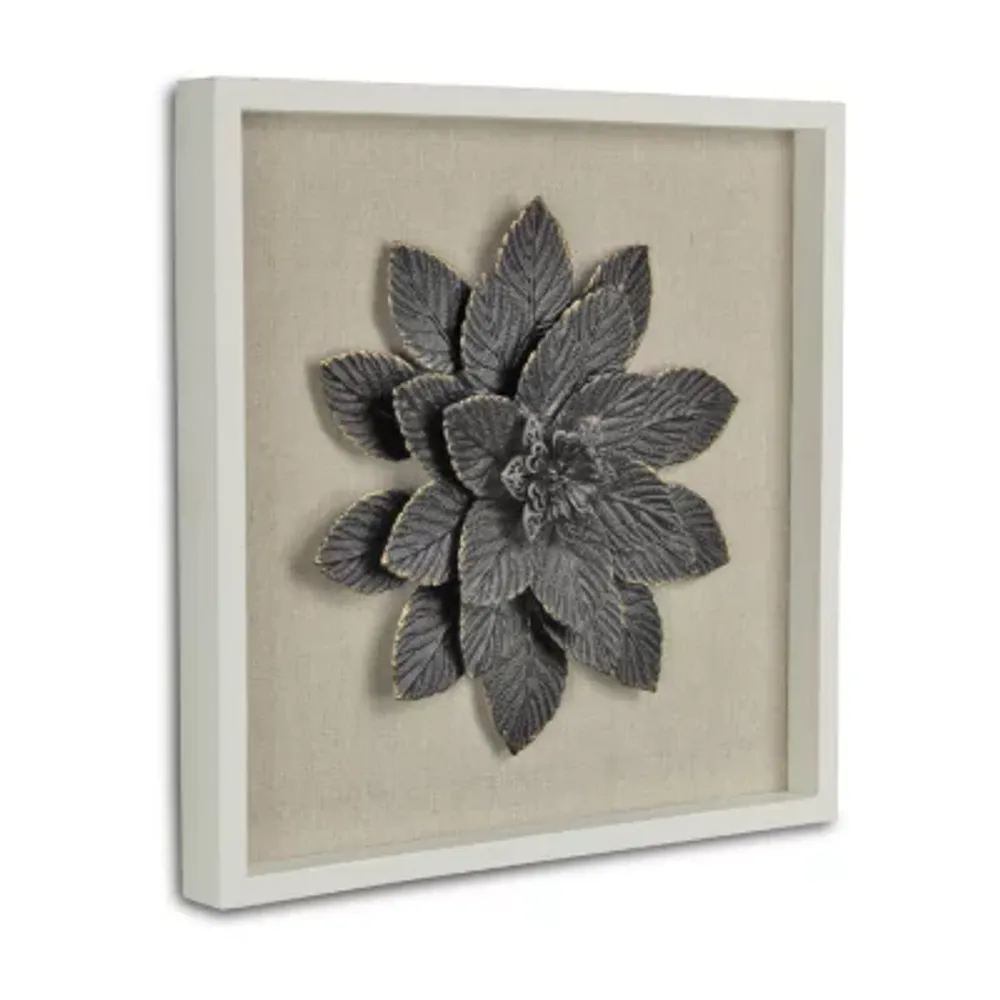 Vita Framed Elegant Flower Metal Wall Art