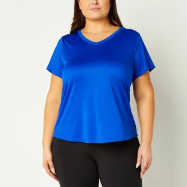 Xersion Womens Cotton Crew Neck Short Sleeve T-Shirt Plus