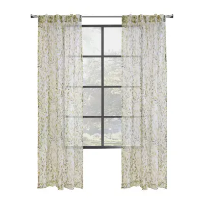 Verdure Rod Pocket Back Tab Sheer Single Curtain Panels