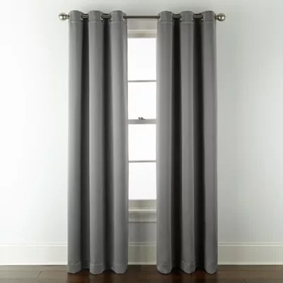 Broadhaven Geneva Solid Grommet Top Blackout Single Curtain Panels