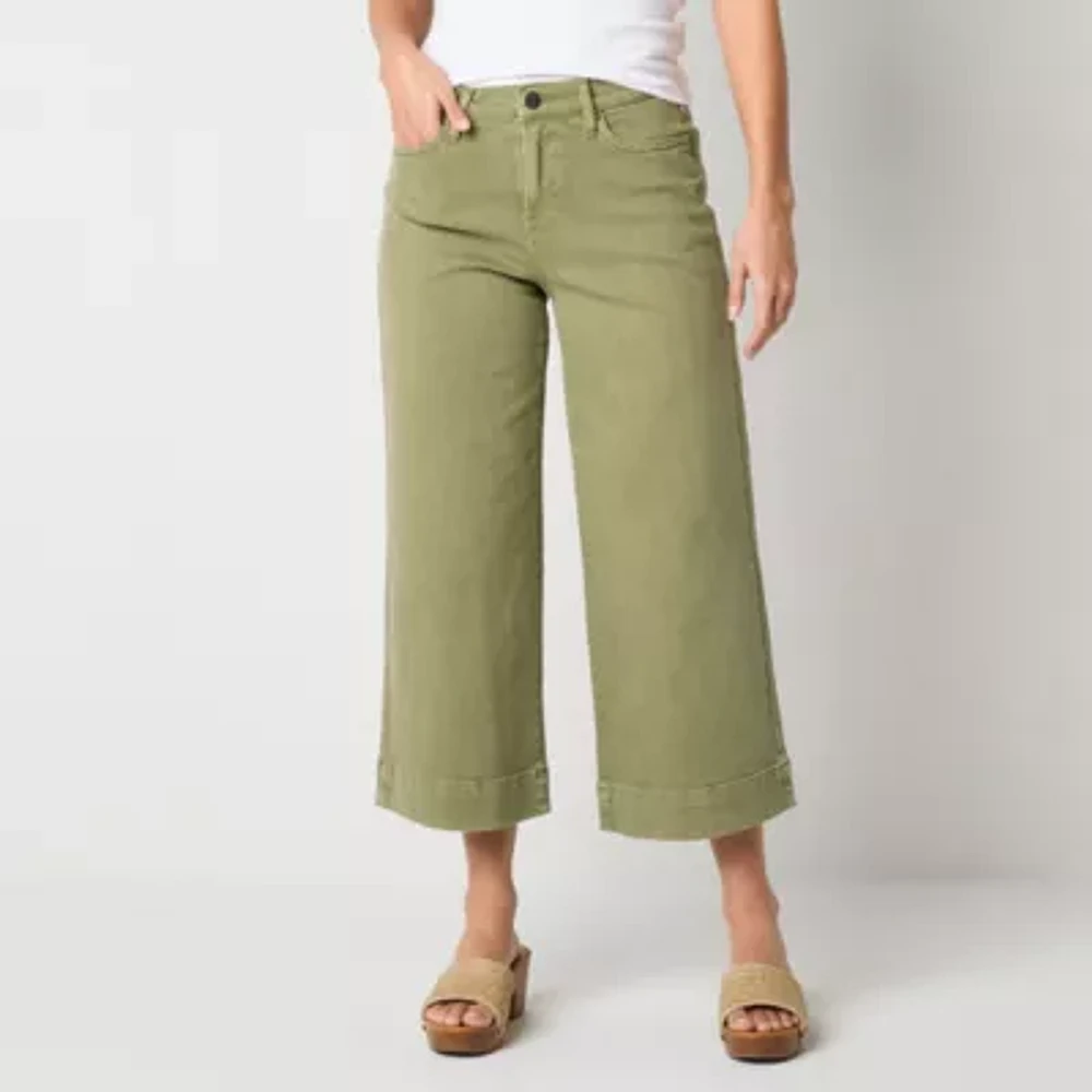 a.n.a Womens High Rise Cropped Wide Leg Jean