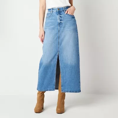 a.n.a Womens High Rise Long Denim Skirt-Tall