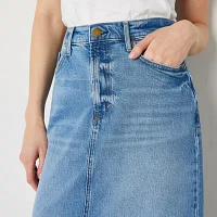 a.n.a Womens High Rise Long Denim Skirt-Tall