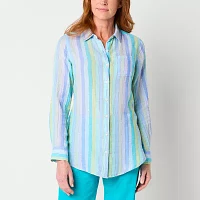 St. John's Bay Tall Womens Long Sleeve Tunic Top