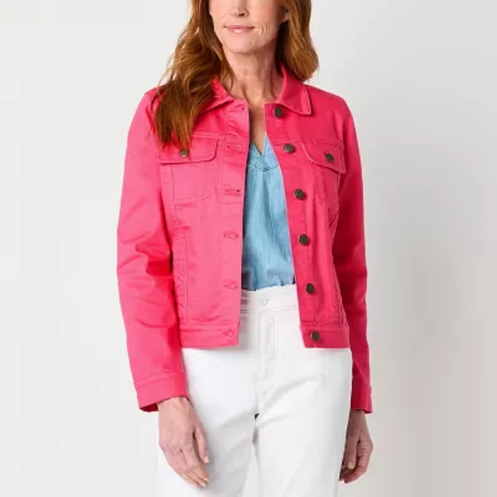 St. John's Bay Midweight Denim Womens Tall Jacket