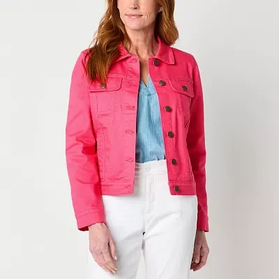 St. John's Bay Midweight Denim Womens Tall Jacket