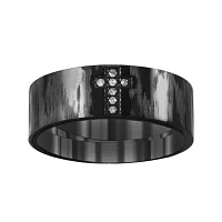 Mens Diamond-Accent Cross Stainless Steel 8mm Wedding Band