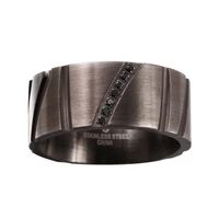 Mens Diamond-Accent Black Stainless Steel 10mm Wedding Band