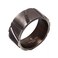 Mens Diamond-Accent Black Stainless Steel 10mm Wedding Band