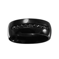 Mens 1/ CT.T.W. Natural Diamond Black Stainless Steel 8mm Wedding Band