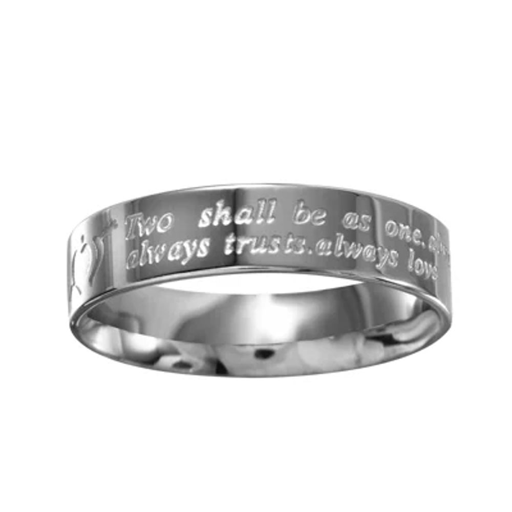 Mens Stainless Steel Inscribed Wedding Band