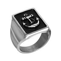 Mens Two-Tone Stainless Steel Anchor Ring