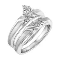 Womens Diamond-Accent Sterling Silver Bridal Set