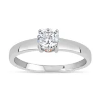 Womens 1 CT. T.W. White Zirconia Sterling Silver Round Solitaire Engagement Ring