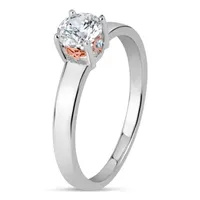 Womens 1 CT. T.W. White Zirconia Sterling Silver Round Solitaire Engagement Ring