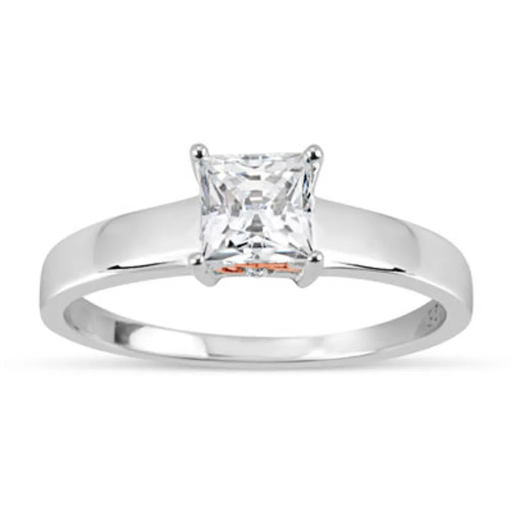 Womens / CT. T.W. White Zirconia Sterling Silver Square Solitaire Cocktail Ring