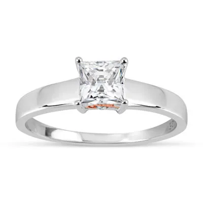 Womens / CT. T.W. White Zirconia Sterling Silver Square Solitaire Cocktail Ring